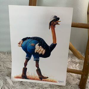 Vintage Wrangler Denim Jeans Advertising
Poster Print Ostrich In Cowboy Boots‎